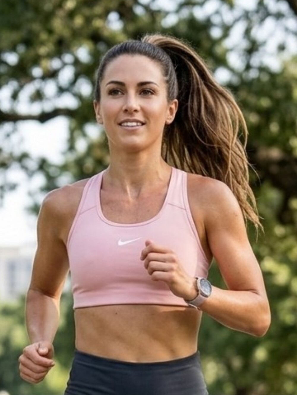 Nike Pink Racerback Sports Bra - Light Pink Active Crop Size L.